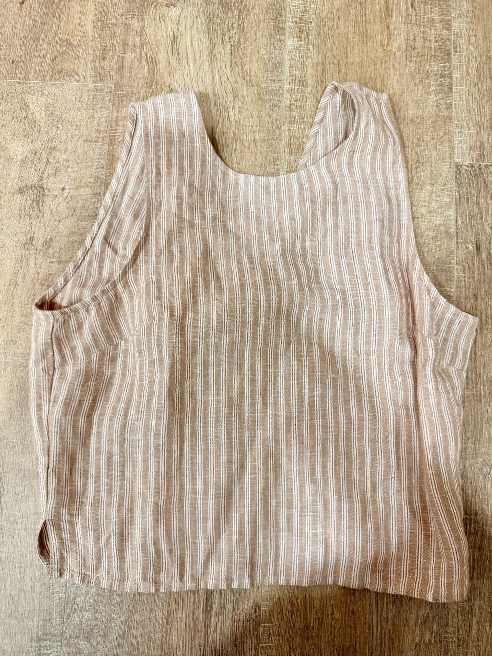 Madewell Beige and White Striped Linen-Blend Tank